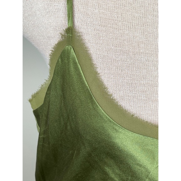 Reformation Malorie Silk Leaf Green Thigh Tie Maxi Dress Size 12 - Picture 7 of 12